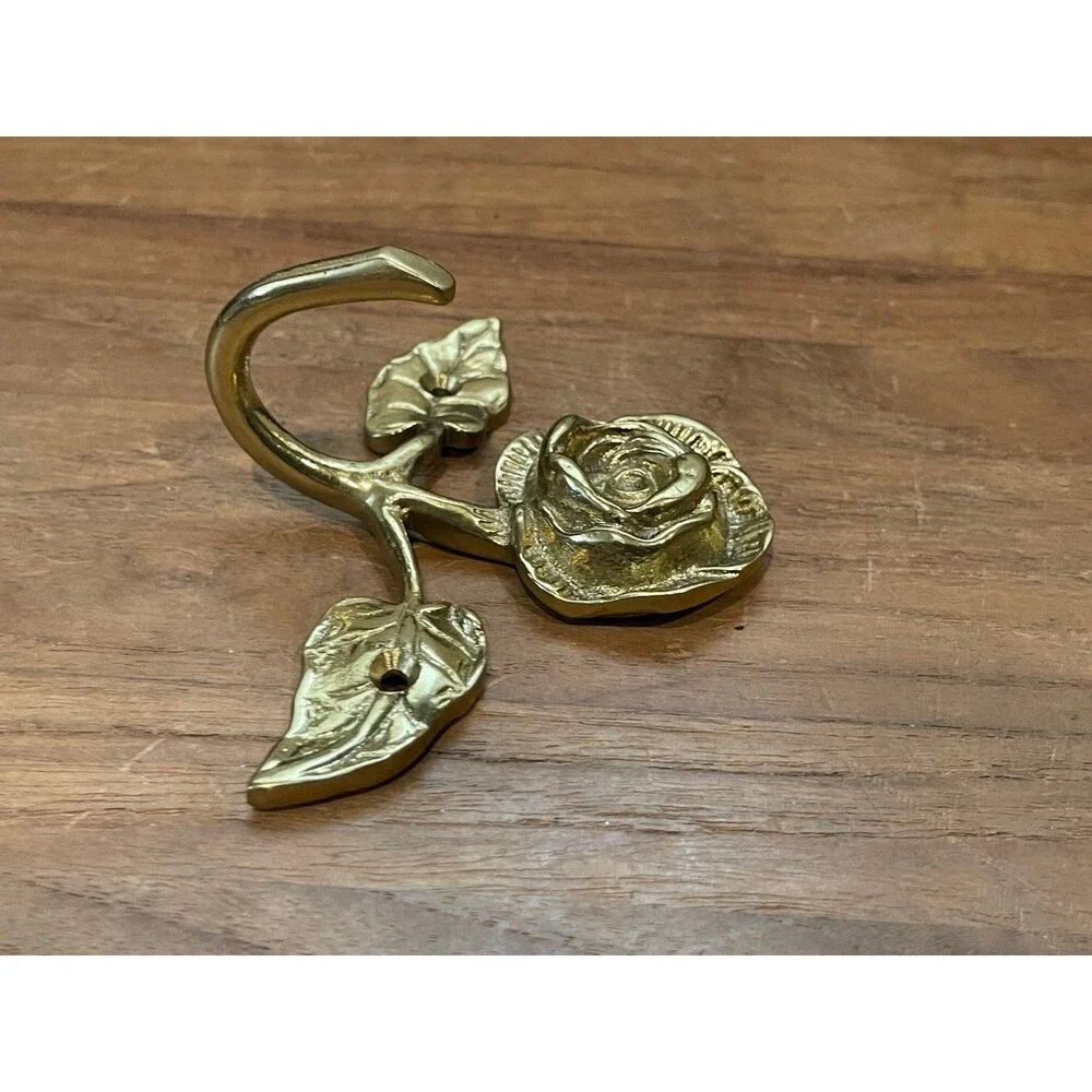Vintage Brass Rose Wall Hook
